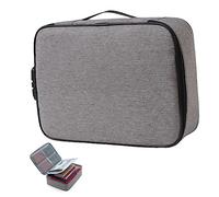 WATIIFUFU Borsa Porta Documenti Grigia Con Lucchetto Combinazione Organizer Multistrato in Oxford Resistente e Leggero Per Casa e Viaggio Custodia Sicura Per Archiviazione e Protezione Di Fi