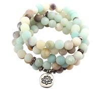 WATIIFUFU Bracciale Collana Meditazione con Perle Pietre Naturali Lotus Elastico Unisex per Yoga e Preghiera Accessorio Decorativo Donna Uomo
