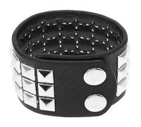WATIIFUFU Bracciale da Uomo in Pelle Vintage Punk Borchie, Regolabile e Comodo, Design Esclusivo per Varie Occasioni, Cinturino Nero in Pelle e Metallo