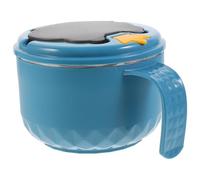WATIIFUFU Contenitore 1200ml in Acciaio Inossidabile per Noodles Istantanei con Coperchio Ermetico e Fori di Scarico Blu per Attività All'aperti e Pranzo in Ufficio