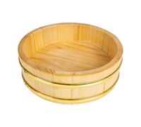 WATIIFUFU Contenitore per Sushi in Legno Tondo Khaki, Facile da Pulire e Compatto, per Bibimbap e Conservazione, Stile Semplice e Generoso