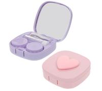 WATIIFUFU Custodia per Lenti a Contatto 2 Pezzi Piccolo Porta Lenti Cosmetiche Decorativo Specchio Portatile per Uso Esterno e Viaggio