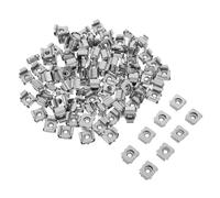 WATIIFUFU Dado a Clip M4 Nichelato 100 Pezzi in Ferro Pressato per Rack Server e Armadi Elettronici, Dado a Gabbia Filettato Resistente All’umidità per Montaggio Industriale e