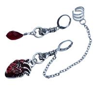 WATIIFUFU Orecchini Ear Cuff Asimmetrici a Forma di Cuore in Lega Design a Catena, Accessori Costume Eleganti per Donne, per Uso Quotidiano e Serate Prom