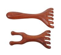 WATIIFUFU Pettine Massaggiante in Legno a 5 Dita per Cuoio Capelluto e Viso Set 2 Pezzi Pettine a Denti Larghi per Massaggio Gua Sha Rilassamento Olistico e Terapia Meridiani per Uso Spa