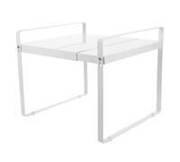 WATIIFUFU Scaffale per Cucina in Ferro Bianco Regolabile e Allungabile Design Rialzato per Organizzare Spezie e Accessori su Piano di Lavoro e Bagno