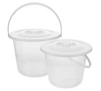 WATIIFUFU Secchio per Orinatoio da Comodino in Plastica Ispessita 2 Pezzi con Coperchio Trasparente Graduato, Contenitore Portatile per Urina Uomo Donna, Adatto per Pazienti