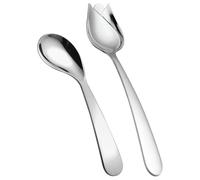 WATIIFUFU Set 2 Cucchiai Angolati Utensili Comodi e Antigoccia in Acciaio Inossidabile per Anziani e Pazienti per Autoalimentazione e Assistenza al Pasto