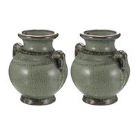 WATIIFUFU Set 2 Vasi in Argilla Verde da Interno, Design Semplice e Raffinato, Mini Vasi Decorativi per Fiori e Piante, per Casa e Ufficio