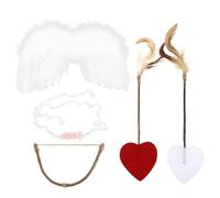 WATIIFUFU Set 5 Pezzi Accessori Fotografici Cupido per Ragazzo Ragazza, Copricapo Ala D’angelo, Kit Fascia per Chioma e Frecce, Accessori Cosplay per Fotografie e Feste
