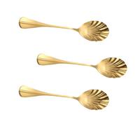 WATIIFUFU Set di 3 Cucchiaini da Caffè in Acciaio Inossidabile Dorato Manico e Design a Conchiglia Creativa, per Un'atmosfera Estiva in Cucina