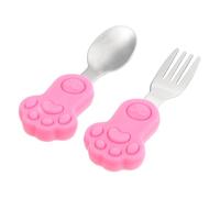 WATIIFUFU Set Di 5 Utensili Per Bambini Con Cucchiaio E Forchetta Con Manico in Silicone Per La Fase Di Apprendimento