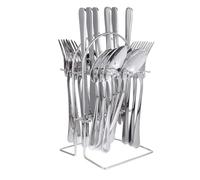 WATIIFUFU Set di Posate in Acciaio Inossidabile 24 Pezzi Finitura a Specchio e Antiruggine, Elegante e Lussuoso, per Famiglie e Bar