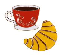 WATIIFUFU Spille da Caffè 2 Pezzi in Lega di Zinco, Design Creativo a Forma di Tazzina e Pane, Accessorio Versatile Resistente allo Sbiadimento per Abbigliamento Casual