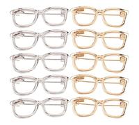 WATIIFUFU Spille da Donna a Forma di Occhiali Vintage, Set da 10 Pezzi in Metallo Oro e Argento, Spille da Bavero per Abiti, Scialli e Maglioni, Accessori Decorativi per Uso