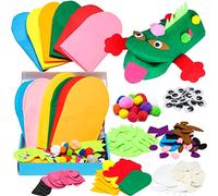 WATINC 6Pz marionette a mano Kit bambini DIY Art Craft Set di decorazioni in feltro Giochi di ruolo Burattini Divertenti Giochi, Glitter Palla Pompon Wiggle Googl Occhi, fai-da-te Burattini a mano