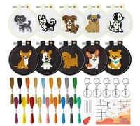 WATINC DIY Embroidery Cross Stitch per bambini cuccioli modello ricamo principiante set con modelli e istruzioni per punto croce, kit iniziale per cucire con istruzioni punch needle ricamo