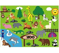 WATINC Feltro Zoo Animal Story Board Set 3.5Ft 42Pcs Prescolare Wild Jungle Animals Narrazione Tavola di Flanella Animali da Safari Early Learning Play Kit Giocattoli educativi didattici