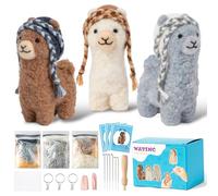 WATINC Needle Felting Kit - 3 Set Unique Different Cute Doll Wool Felt Needle Tools Foam Pad Instruction, DIY Home Decoration Craft Party Supplies for Art Work Starter Beginners (Alpaca)