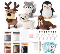 WATINC Needle Felting Kit - 5 Set Unique Different Cute Doll Wool Felt Needle Tools Foam Pad Instruction, DIY Home Decoration Craft Party Supplies for Art Work Starter Beginners (Polar Animal)