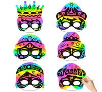 WATINC Purim Story - Set regalo con maschera da grattare e grattare con personaggi di Purim, 24 pezzi, kit fai da te per feste ebraiche, progetti scolastici e attività in aula