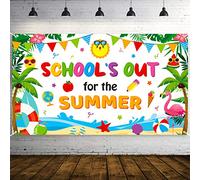 WATINC School's Out for The Summer Banner Decorazioni Xtralarge Fine dell'anno scolastico Sfondo Scuola materna Laurea Forniture per feste prescolari Photo Booth per parete Casa Interno Esterno 190 x