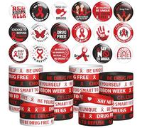 WATINC Set di 72 braccialetti elastici in silicone per sensibilizzazione alla salute e spilla a bottone, braccialetto motivazionale con messaggio motivazionale per uomini e donne (settimana del nastro