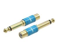 Watio Wave Adattatore - Convertitore audio RCA femmina a jack 6,5 mm maschio, colore blu, ideale per collegare dispositivi audio di diversi tipi. *