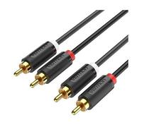 Watio Wave Cavo audio - Cavo stereo 2xRCA/M a 2xRCA/M, lunghezza 1,5 m, colore nero, ideale per connessioni audio di alta qualità. *