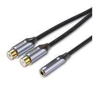 Watio Wave Cavo audio - Cavo stereo 3,5 mm femmina a 2 RCA maschio, lunghezza 0,3 m, colore grigio, ideale per collegare dispositivi audio. *