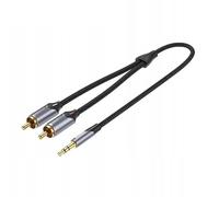 Watio Wave Cavo audio - Cavo stereo da 1,5 m con jack da 3,5 mm e 2 connettori RCA maschio, colore grigio. Ideale per connessioni audio. *