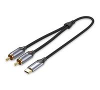 Watio Wave Cavo audio - Cavo stereo jack 3,5 mm a 2 x RCA, lunghezza 5 m, colore grigio, ideale per collegare dispositivi audio. *