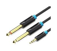 Watio Wave Cavo audio - Cavo stereo jack 3,5 mm a 2xjack 6,5 mm, lunghezza 0,5 m, colore nero, ideale per connessioni audio di qualità. *