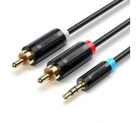 Watio Wave Cavo audio - Cavo stereo jack 3,5 mm maschio a 2 x RCA maschio, lunghezza 2 m, colore nero, ideale per il collegamento audio su dispositivi. *
