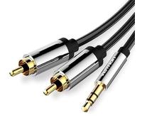 Watio Wave Cavo audio - Cavo stereo jack da 3,5 mm a 2 x RCA, lunghezza 10 m, colore nero, alta qualità nella trasmissione del suono. *
