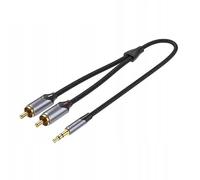 Watio Wave Cavo audio - Cavo stereo jack da 3,5 mm a 2 x RCA, lunghezza 2 m, colore grigio, adatto per collegare dispositivi audio. *