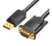 Watio Wave Convertitore - Convertitore da DisplayPort a VGA da 3 m, con cavo nero, ideale per collegare dispositivi DisplayPort a display VGA. *