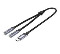 Watio Wave Convertitore - Convertitore USB C maschio a 2x jack 3.5 femmina, grigio, consente una connessione audio, compatto e leggero, ideale per dispositivi moderni. *