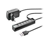 Watio Wave HUB - Hub USB a 7 porte, compatibile con più dispositivi, include adattatore di alimentazione, compatto ed efficiente per la connessione*. *