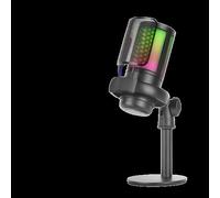 Watio Wave Microfono - microfono MMIC-SE in colore nero, con illuminazione ARGB, ideale per lo streaming e le registrazioni, design ergonomico e suono nitido. *