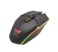 Watio Wave Mouse - Mouse USB Gaming, 6 pulsanti, 2400 dpi, LED multicolore, nero, design ergonomico, ideale per giochi intensivi.