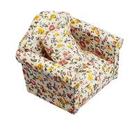 Watreketal 1/12 Divano in Legno Giocattolo Floreale Cuscino per Mobili Mobili Bambole I Bambini Accessori da Gioco