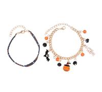 Watreketal 2/3/4ps Punk Halloween Braccialetti per Donne Uomini Impilabili Bracciale Perline Scheletro A Ciondolo A Ciondolo Gioiello Halloween Bracciale