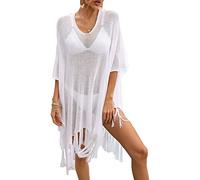 Watreketal Bikini con scollo a V Cover Up per le donne Abito da spiaggia allentato Nappe Costume da bagno Hollow Out Costume da bagno da donna nappe Abito da spiaggia scavato fuori costume da bagno