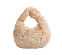 Watreketal Borsa a tracolla in morbida pelliccia sintetica alla moda borsa a tracolla mezza borsa casual tote semplice gnocchi per il freddo Borsa a tracolla casual borse sotto le ascelle, cachi