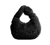 Watreketal Borsa a tracolla in morbida pelliccia sintetica alla moda borsa a tracolla mezza borsa casual tote semplice gnocchi per il freddo Borsa a tracolla casual borse sotto le ascelle, Nero