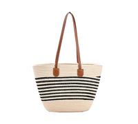 Watreketal Borsa a tracolla versatile in paglia, alla moda, da spiaggia, con grande capacità, per viaggi e vocazione, Beige