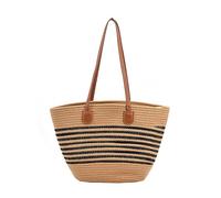 Watreketal Borsa a tracolla versatile in paglia, alla moda, da spiaggia, con grande capacità, per viaggi e vocazione, cachi