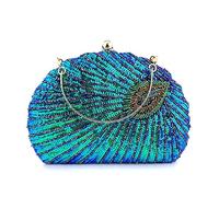 Watreketal Borse a tracolla,Borsa a tracolla per donna Borsa formale con paillettes e perline Pavone Borsa da sera Borsa da donna Pochette da matrimonio Borsa da cocktail
