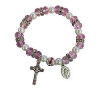 Watreketal Braccialetti Traccialetti Cattolici Vintage A 2 Colori Braccialetti Elasticizzati per Le Donne Doni Religiosi per Uomini.